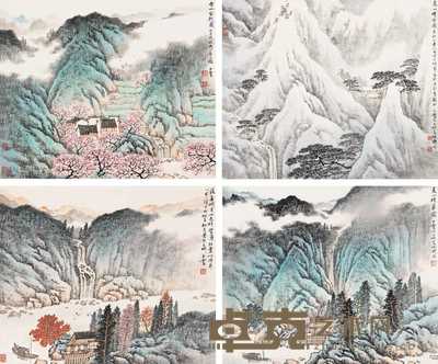 宋玉麟 四季山水 镜心 37×45cm×4